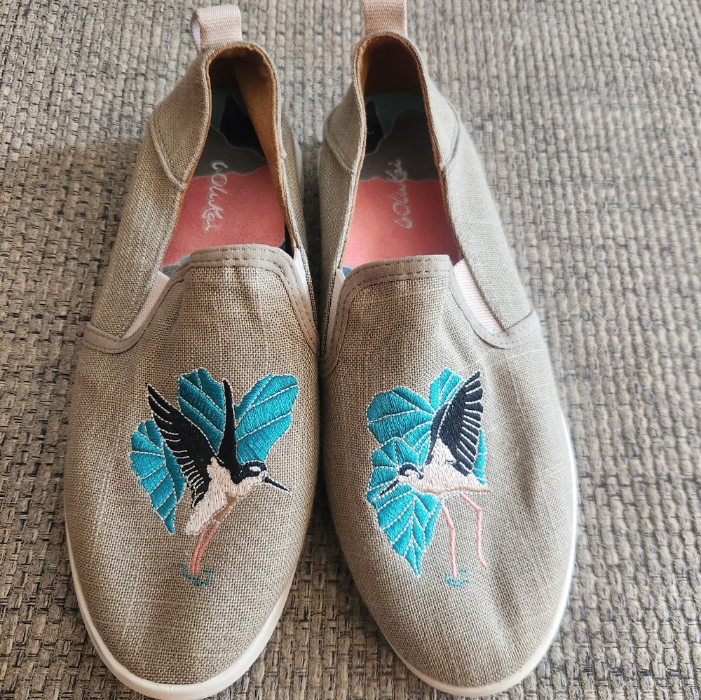 Olukai HALE'IWA PA'I Women's‎ Canvas Bird Embroidered Sneakers Shoes Size 5